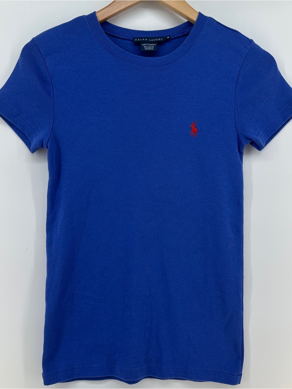 Ralph Lauren Royal Blue Red Pony Logo Cotton Crewneck T-Shirt Medium